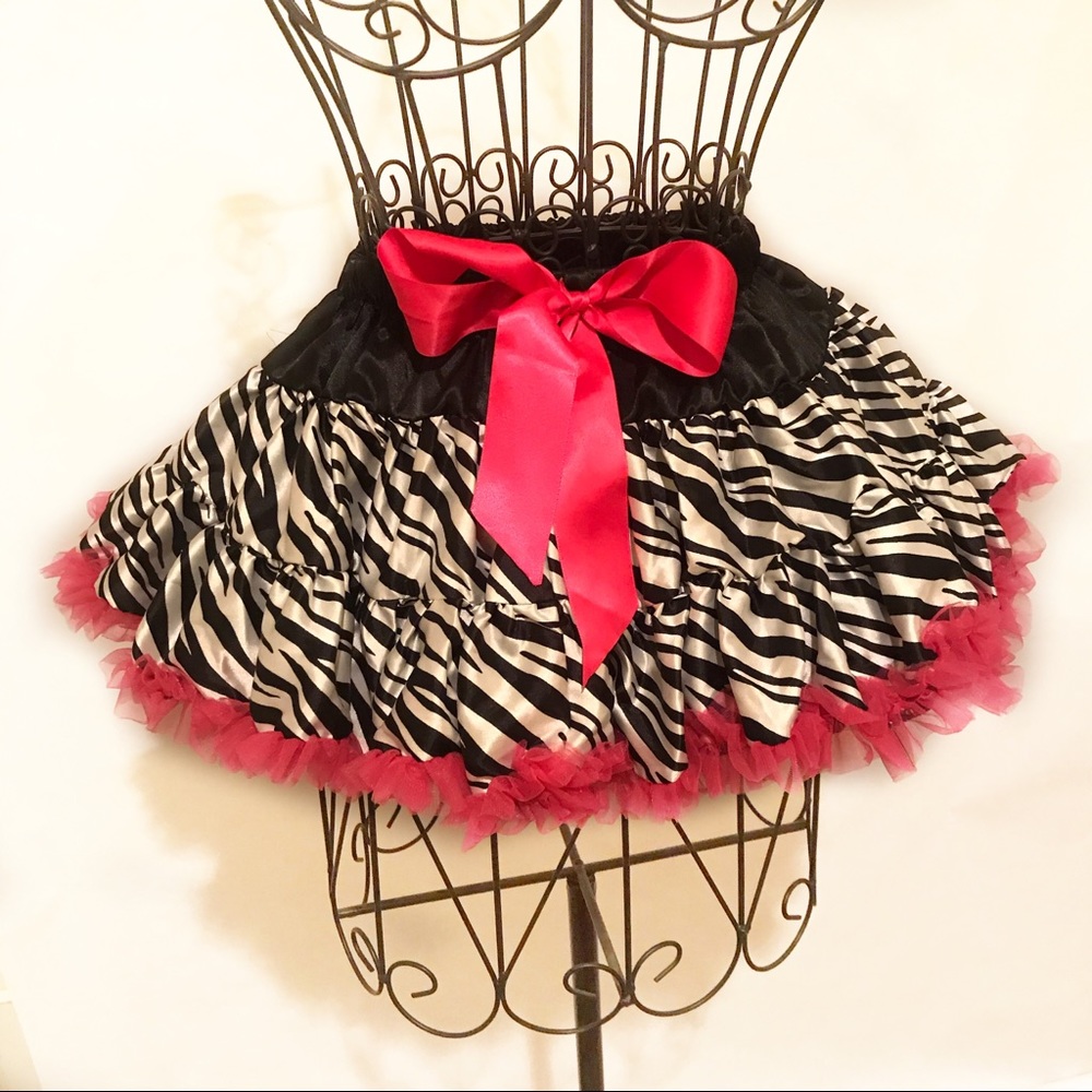 Girls Zebra/Hot Pink Tulle Pettiskirt Tutu